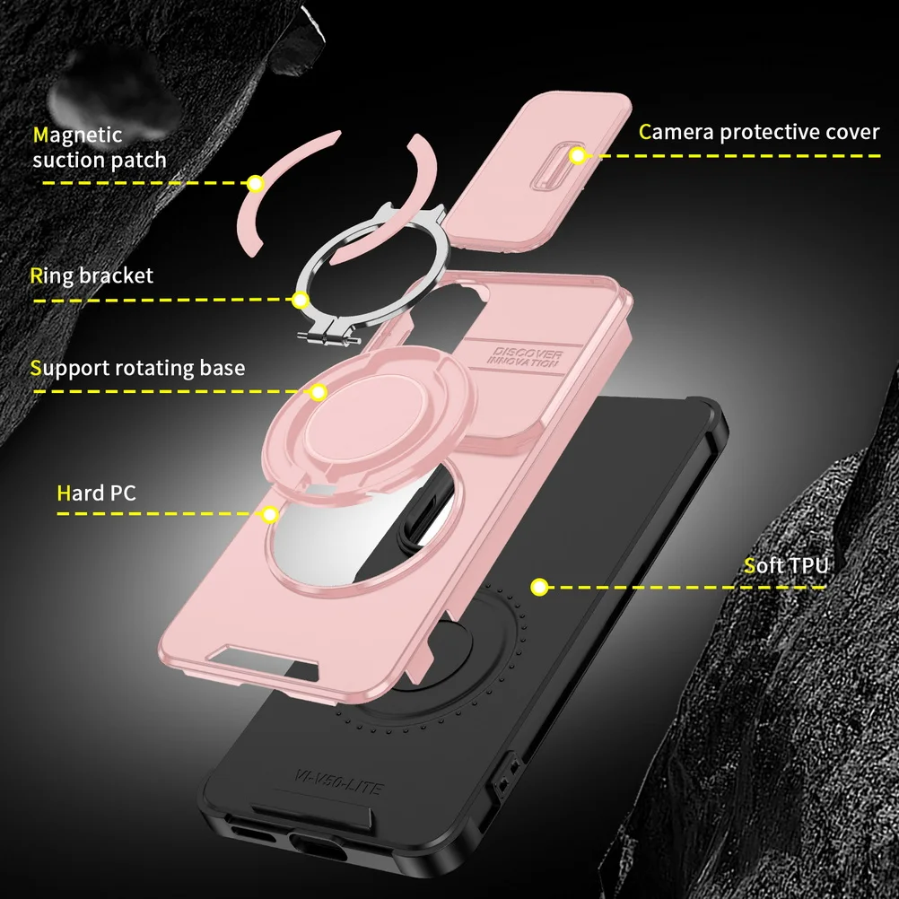 Sliding Camera Protector Rugged Phone Case with Metal Bracket