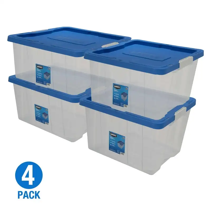 Set Of 3 Large Storage Containers 105 Quart Clear Plastic Totes Latching  Lids