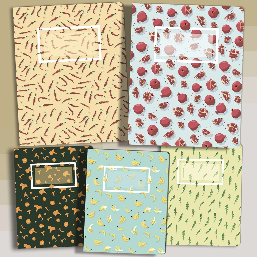 Тетрадь Милые фрукты Sweet fruits 5 шт./5 дизайнов PAPPI STORE клетка 24 л. матовая обложка |