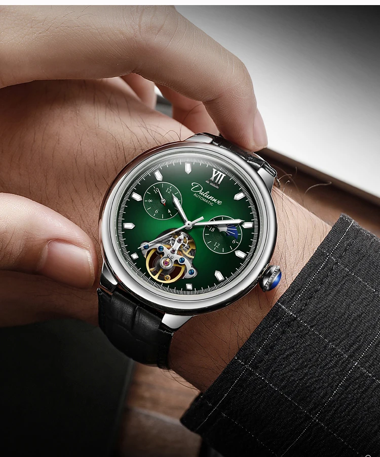 Luxus Herren Neue Mechanische Skelett Uhren Mode Tourbillon Automatische Aushöhlen Uhr Wasserdicht Casual Leuchtende Uhr_voghion.com