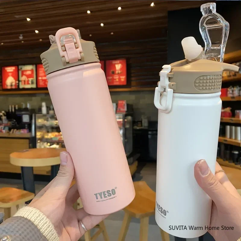 Thermal Mug Thermal Water Bottle Stainless Steel Water Bottle Stainless Steel Thermos Bottle Water Bottle Stainless Steel Cup Stainless Steel Thermos Cup 600/750ml with Straw