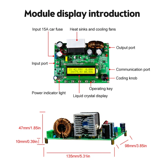 Modulo Buck Step Down Nimomo DC-DC 10-90V A 2-60V - Convertitore Regolabile 100W 6A - Foto 4