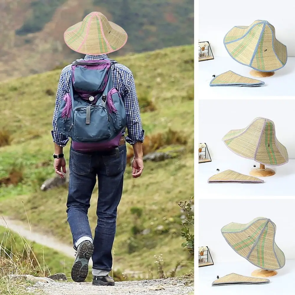Men Women Fishing Sunshade Foldable Straw Hat Rattan Anti-ultraviolet Fisherman's Cap Big Visors