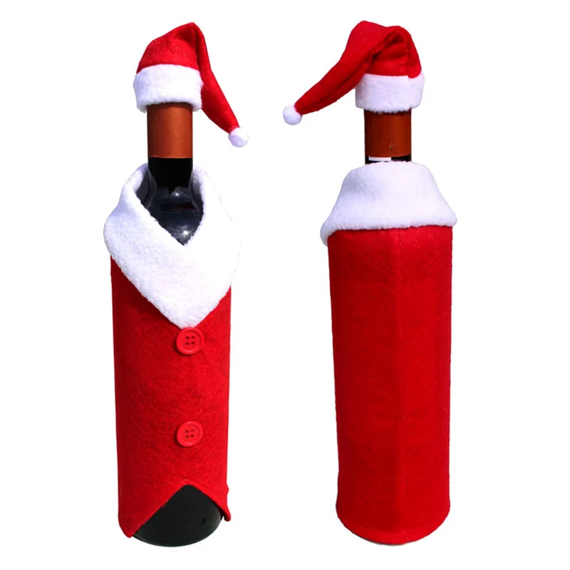 

9 Style Christmas Decorations For Home Red Wine Bottle Covers Clothes with Hat Xmas New Year Dinner Party Decor Santa Sack Gifts