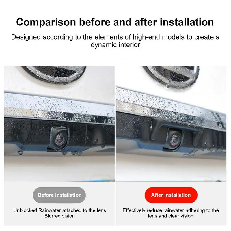 Car Rainproof Camera Cover Anti Rain Cover Automobile Waterproof Shield Trim Cover Sticker Rainshield with Strong Adhesive