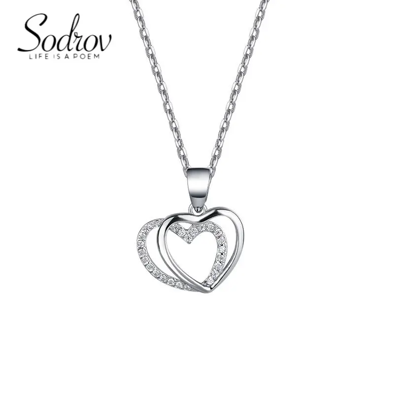 

SODROV Korean Trend 925 Sterling Silver Romantic Heart Pendant Neckalces for Women Free Shipping Silver Chain