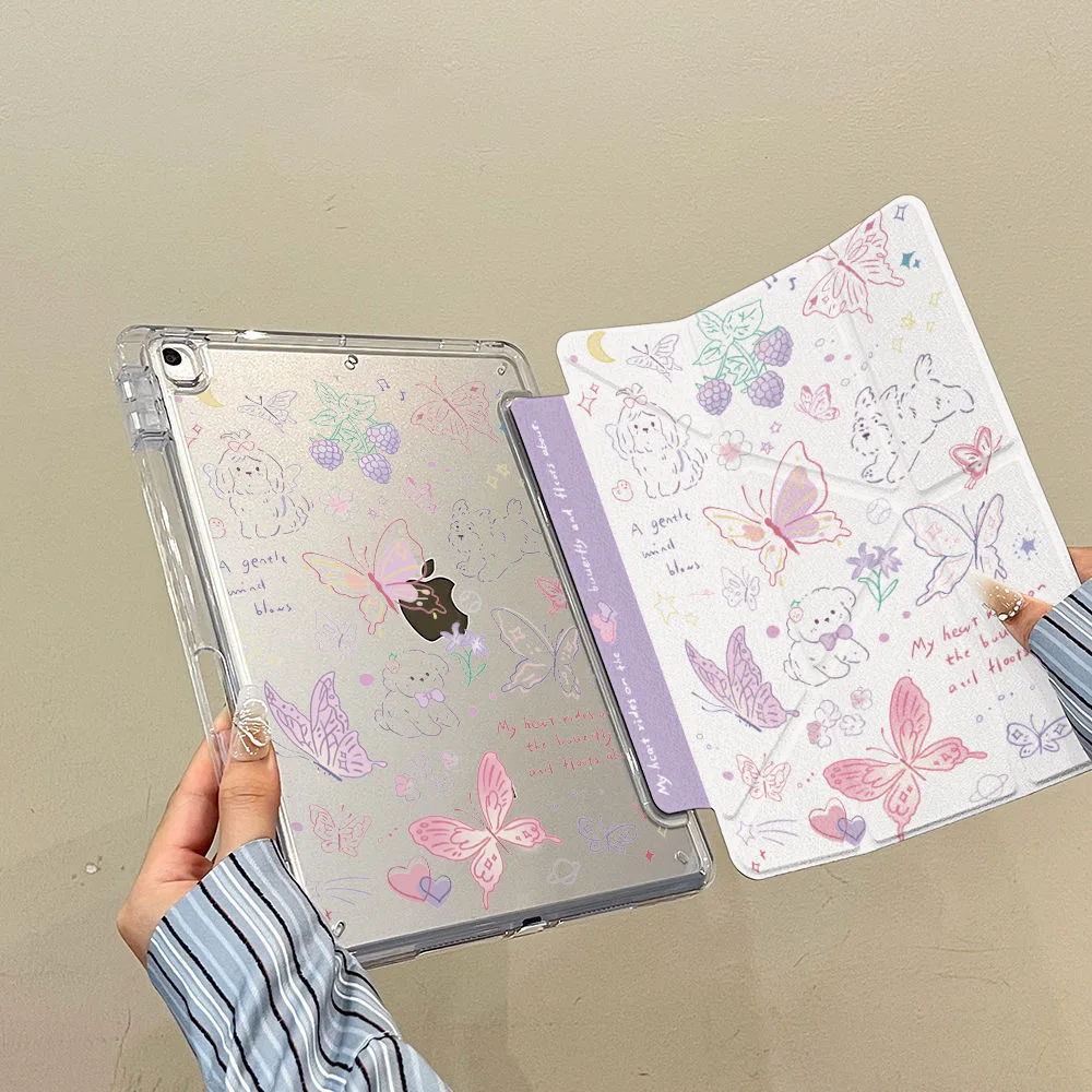 Cartoon iPad Case with Pencil Slot