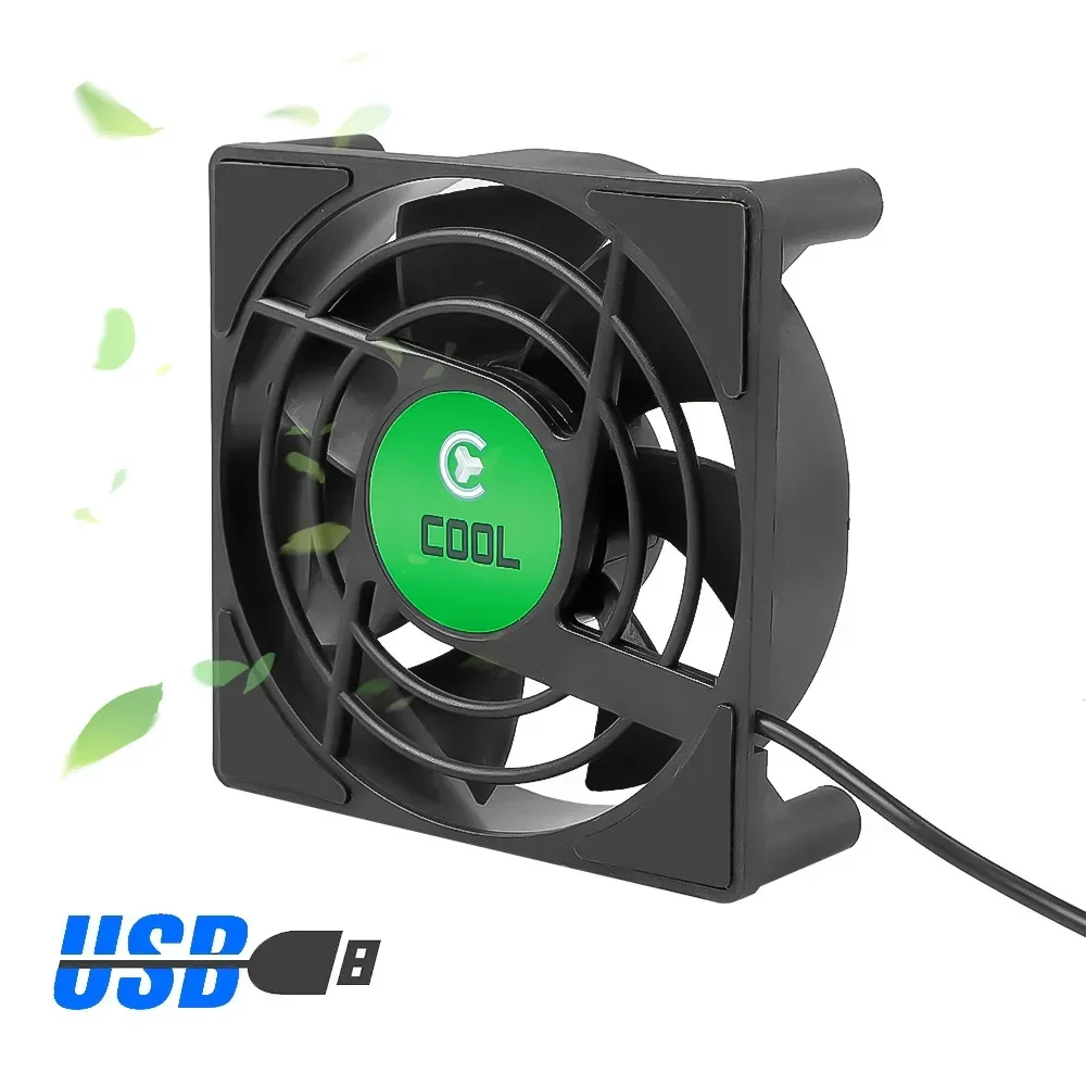 DC 5V USB Mini Cooling Fan 7 Blades 80x80x25mm silent For TV Box Set Top Box With 30cm Cable