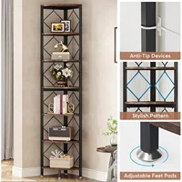 Wood Corner Shelf Stand for Living Room