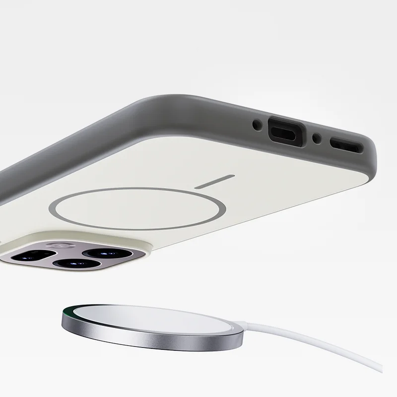 Magnetic Double Color Matte Phone Case with Metal Button and Skin Feel Back Cover