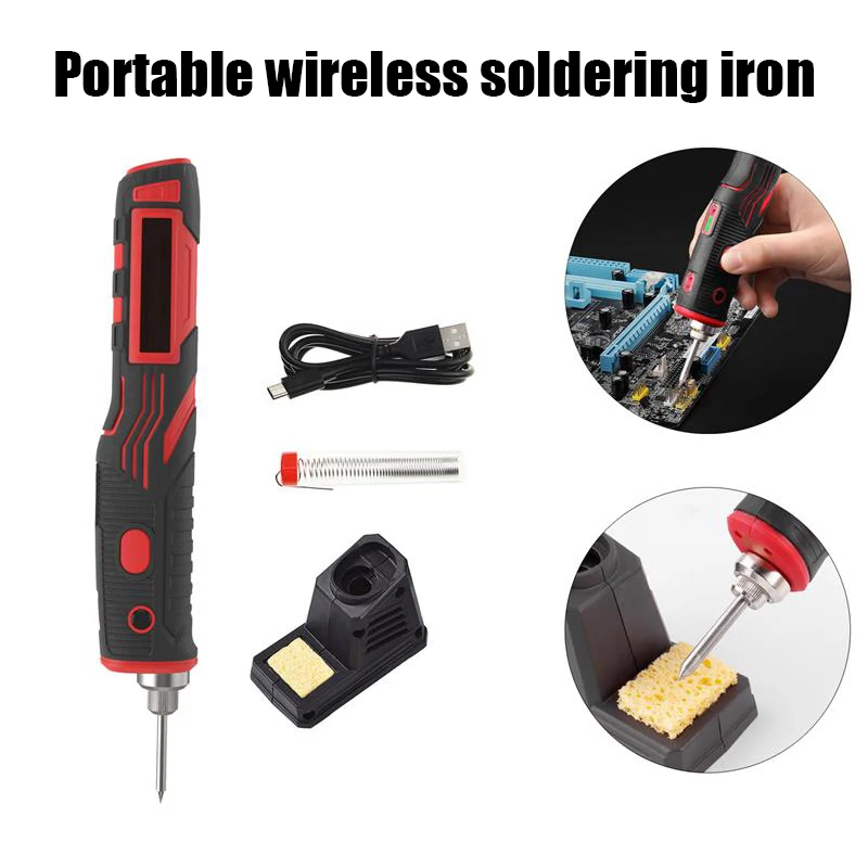 480℃ Portable Wireless Soldering Iron with LED light Set USB Rechargeable Lithium Battery Soldering Kit Household Appliances