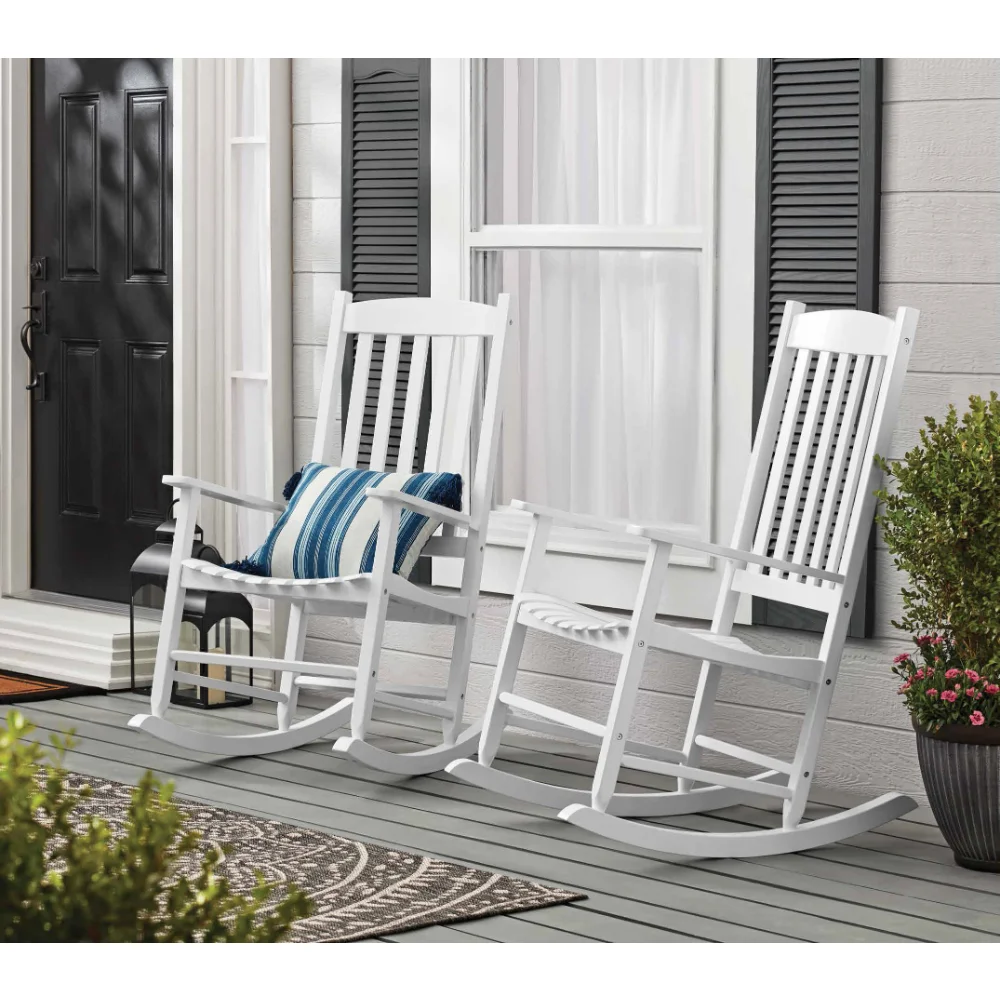 

Outdoor Wood Porch Rocking Chair, White Color, Weather Resistant FinishOutdoor Portable Foldable Chair