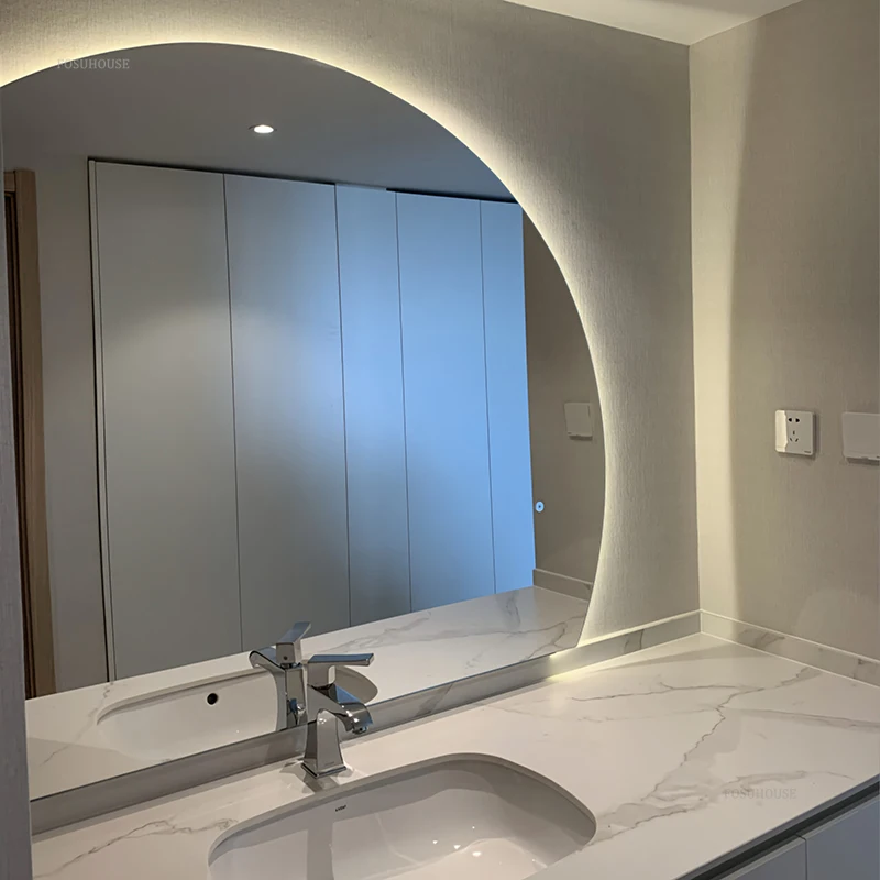 Modern-Semicircular-Mirror-for-Bathroom-Large-Size-Touch-Screen-LED ...