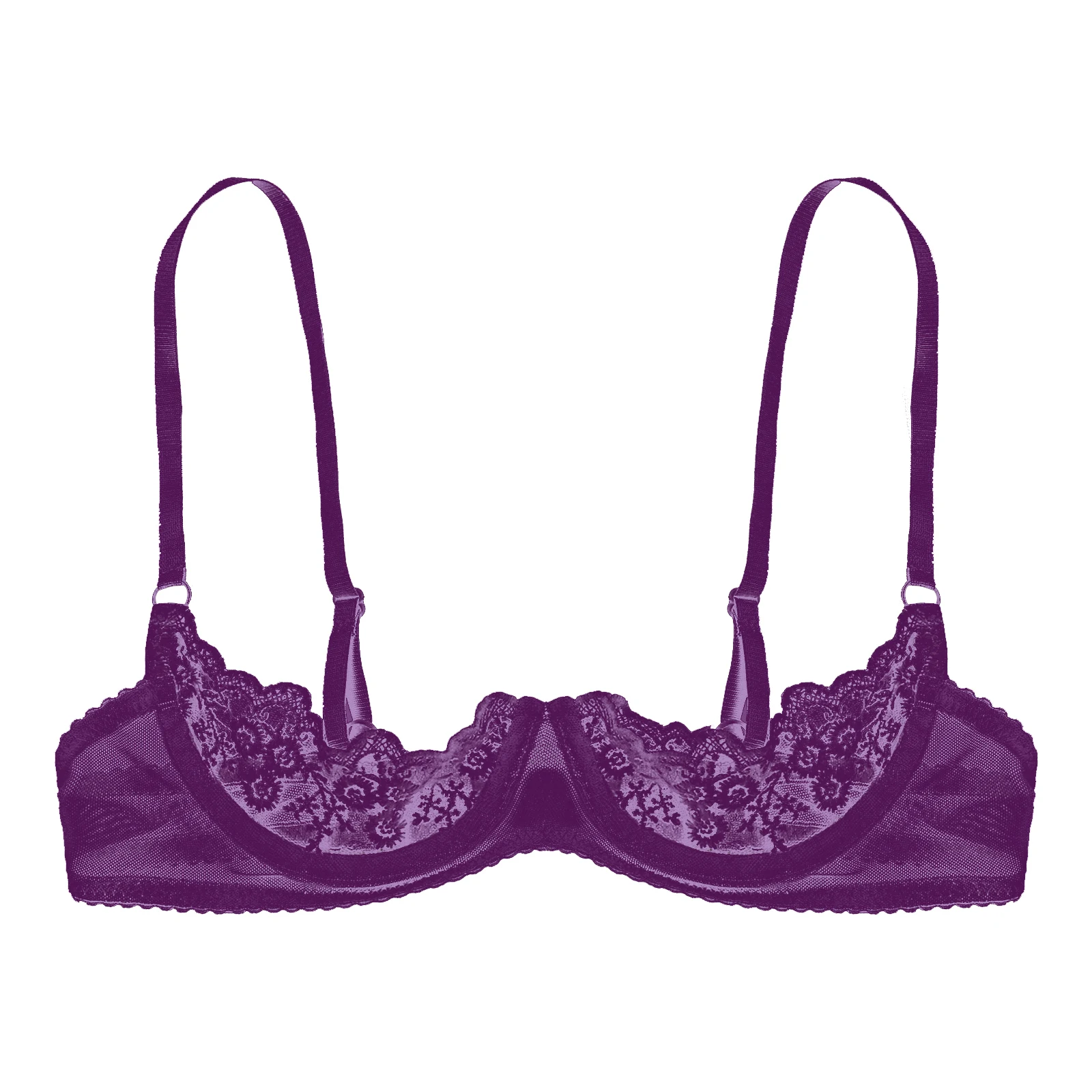 Women's Open Cups Bra Top Lace Spaghtti Strap Hollow Out