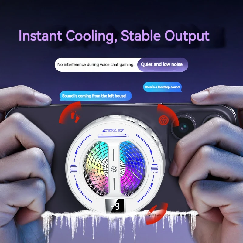 디지털 디스플레이, 스마트 온도 조절, RGB 조명 기능을 갖춘 K36 반도체 휴대폰 쿨러, 모든 휴대폰 및 태블릿과 호환 가능
