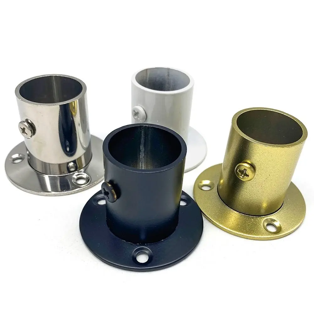 1Pc 19mm-32mm Round Furniture Hardware with Cover Stainless Steel Closet Flange Rod Holder Hang Rod Support Tube Bracket wardrobe bracket