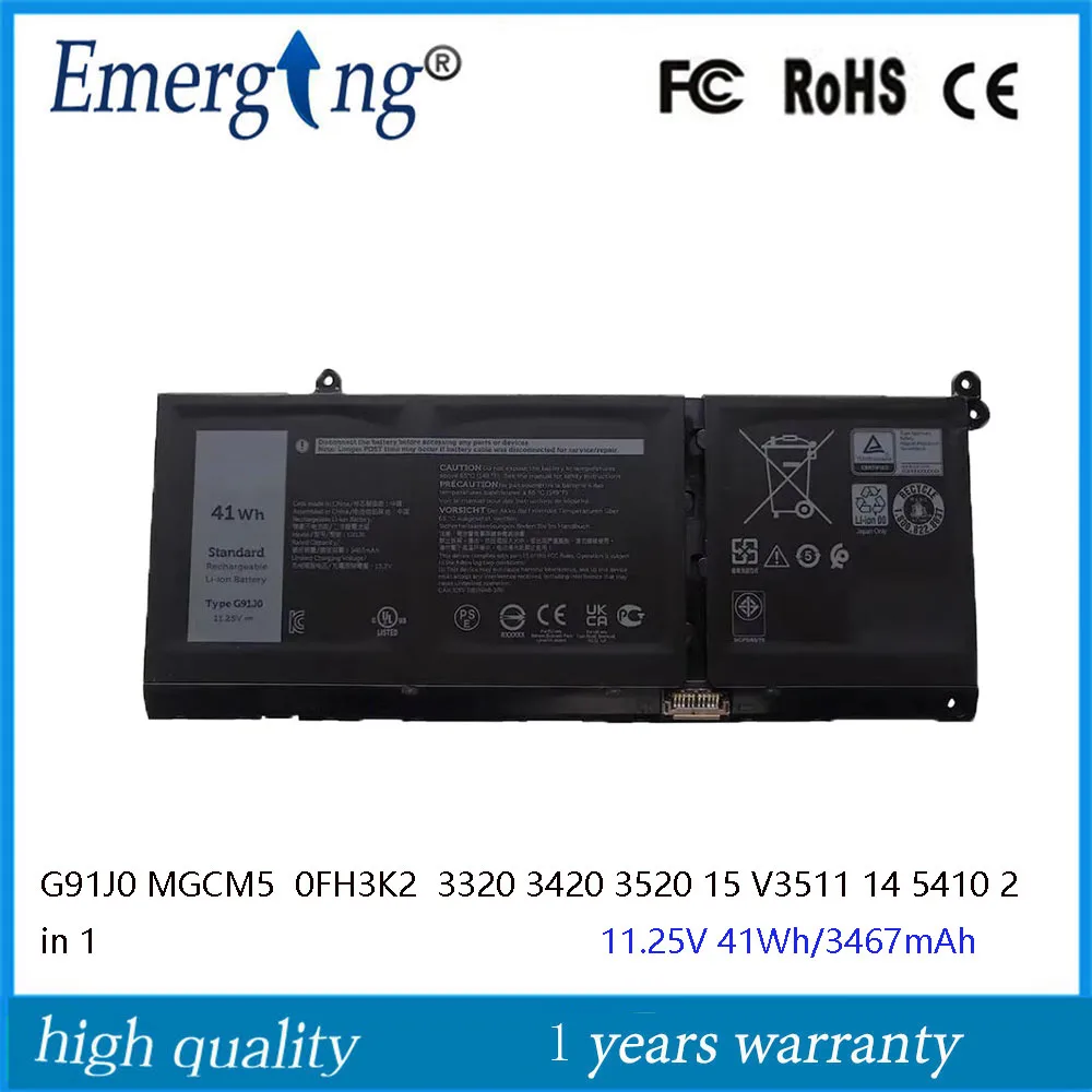 Batteria Per Laptop 11.25V 41Wh G91J0 Per Dell Latitude 3320 3420 3520 Vostro 3511 Inspiron 15 3511 3515 3520 14 5410 2 In 1