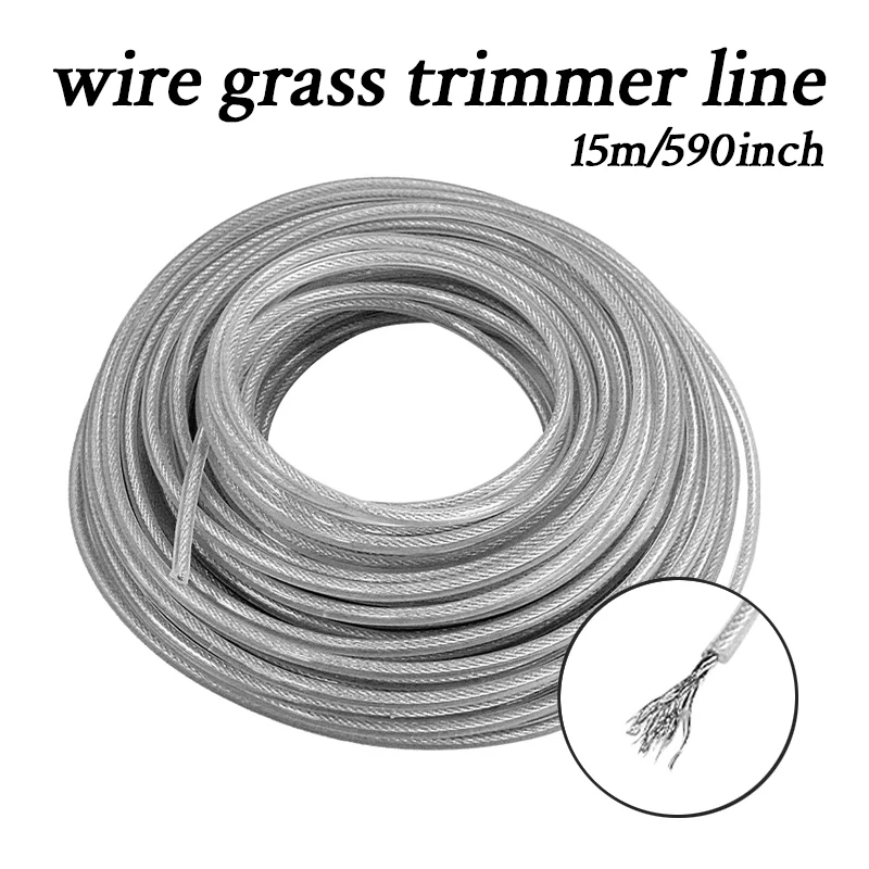 Description Picture 2 of itemLUSQI 5m*2mm/2.4mm/2.7mm/3mm Steel Wire Nylon Grass Trimmer Line Lawn Mower Cord Long Round Roll Grass Replacement