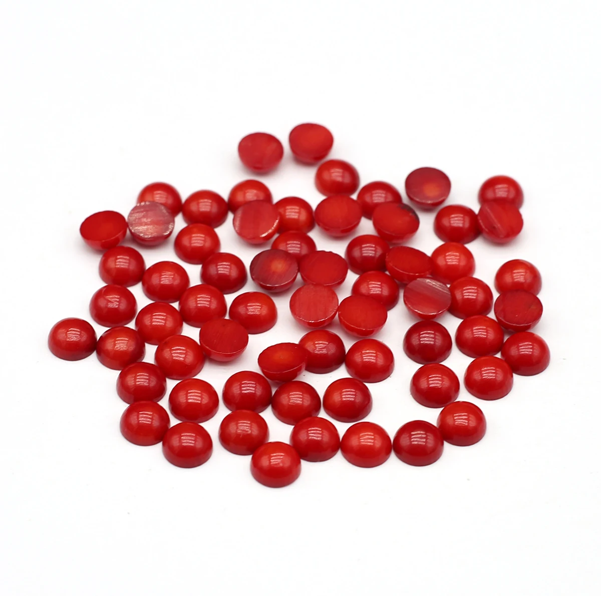 

Natural Charming Red Coral Beads Cabochons Round Shaped Surface DIY Making Rings Necklace Accessories