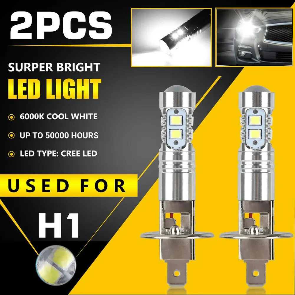 

2Pcs Car Bulbs H1 LED Headlight Bulb 360-degree Lighting High-low Beam Fog Lamp DRL 6000K Replacement Parts