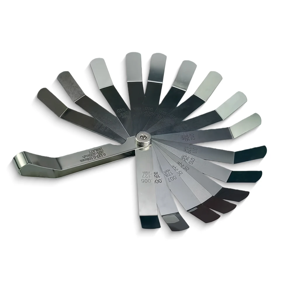 16 블레이드 벤트 필러 게이지 0.127-0.508mm 오토바이 자동차용 스테인레스 스틸 밸브 클리어런스 조정 도구