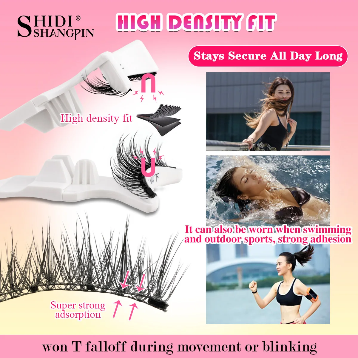 Description Picture 5 of itemSHIDISHANGPIN No Glue Magnetic Eyelashes Sensitive Eye Friendly Lashes Natural Curler Eyelash with Tweezers Kit Reusable Makeup