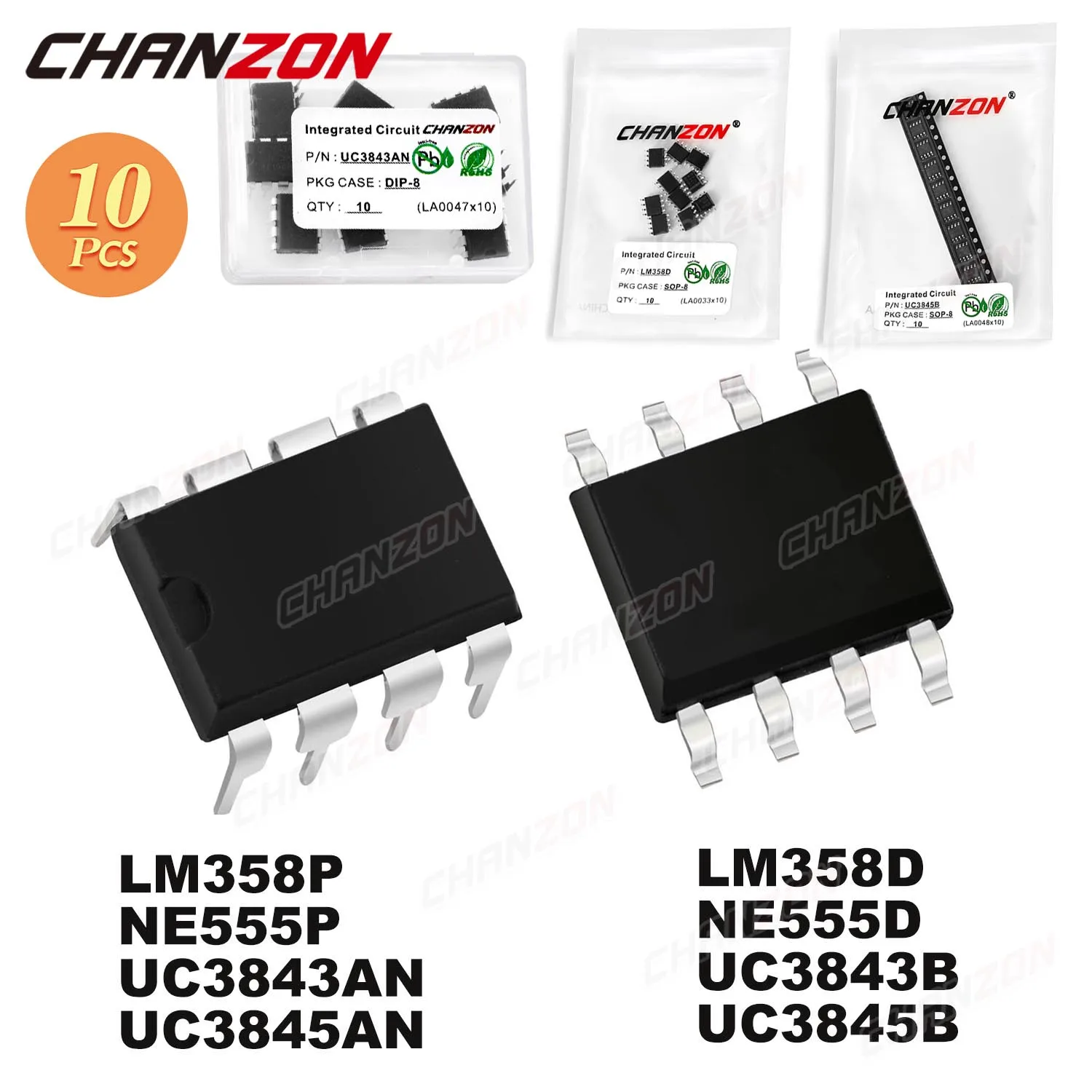 10PCS LM358P NE555P UC3843AN UC3845AN DIP DIP8 LM358D NE555D UC3843B UC3845B SOP SOP8 IC Integrierte Schaltung CMOS Neue Original