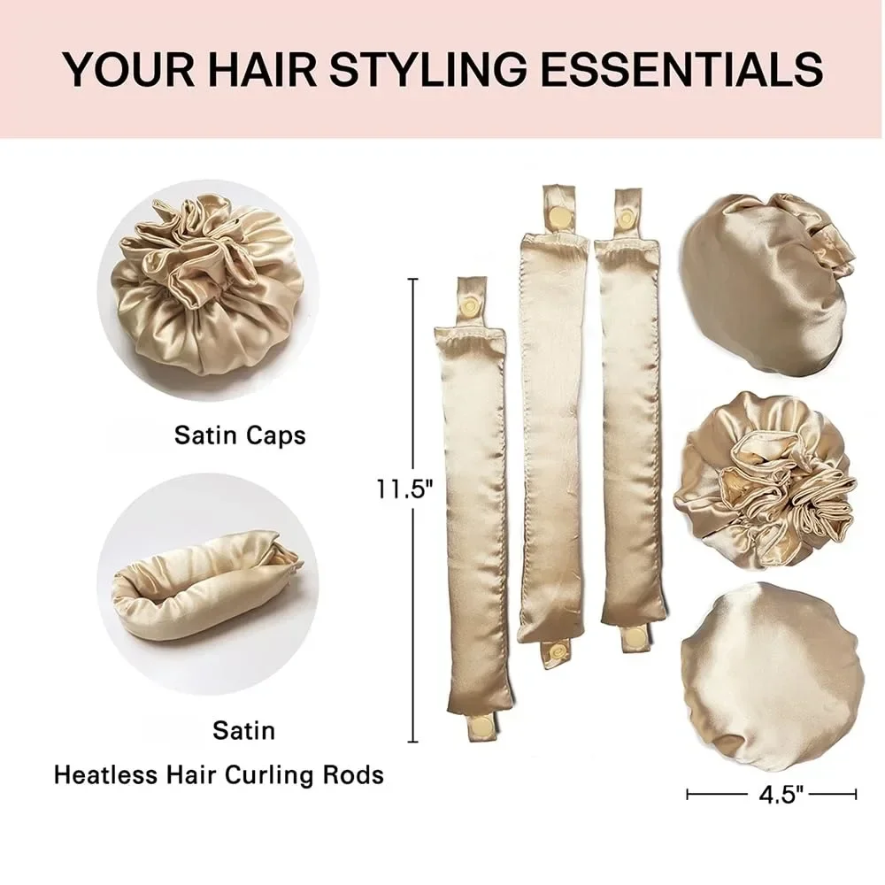 Heatless Curling Rod Headband Soft Hair Curlers No Heat Hair Rollers with Cap Silk Curls Lazy Sleeping Curler Styling Tools hair styling tool hair curling tools