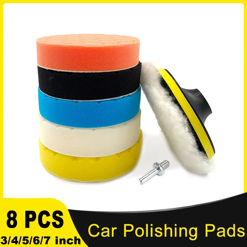 34567InchCarPolishingPads8PcsforDrillBuffingPolishingPads