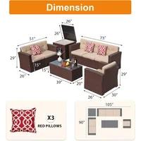 8 Pieces Outdoor Patio Furniture Set, Conversation Sets with Storage Box, Sectional Sofa Set with Cushions and Coffee Table 2
