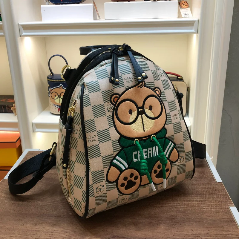 Casual Backpacks Bear Design Single Shoulder Double Shoulder Backpack Cartoon Cute Ladies Package Bag Women Trend 2024 Knapsack
