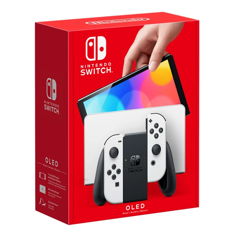 Nintendo Switch OLED Model Biały 7-calowy OLED Joy-Con z przedłużonymi uchwytami, regulacja dźwięku, stabilny tryb TV, gra wideo