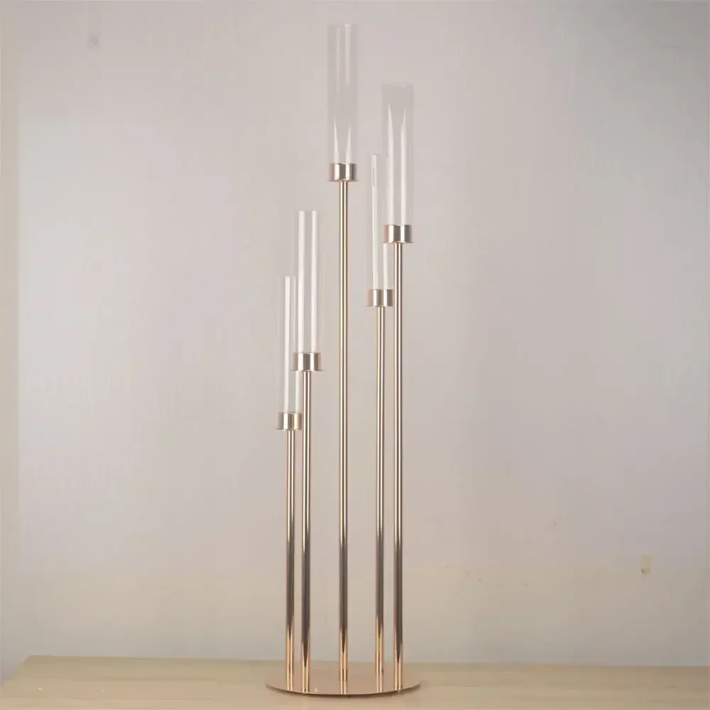 New Arrival Gold Centerpiece 5 Head Candelabra Tall Candle Holder for Table Decoration Wedding Event Party Aisle Stage