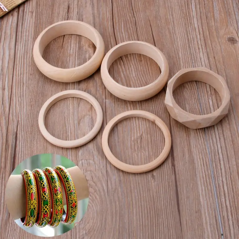 New Handmade Plain Unfinished Wooden Bangles Bracelet for DIY Bangle Plant Hangers