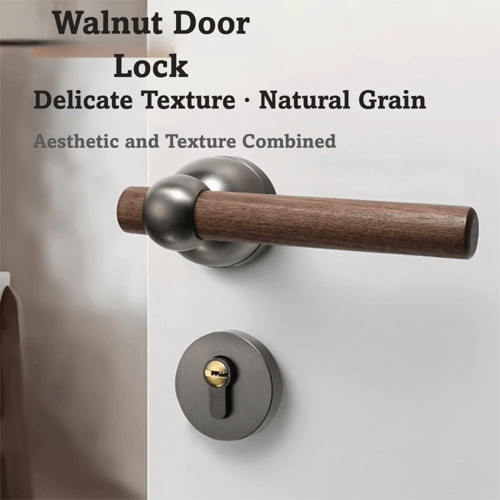 Aluminum Alloy Door Lock Magnetic Wood Grain Magnetic Lock Split Locks Easy Installation Doors Handle Wall Mounted