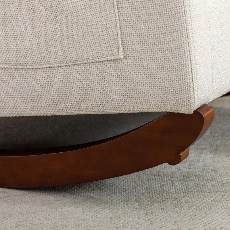 home. Rocking Chair Mid-Century Modern Nursery Rocking Armchair Upholstered Tall Back Accent Glider Rocker for Living Room 5