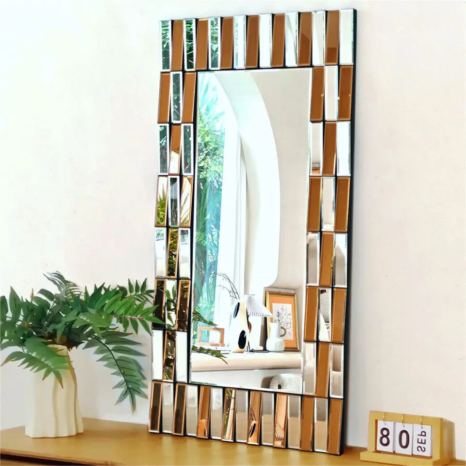 Stylish Sunburst Rectangular Accent Wall Mirror