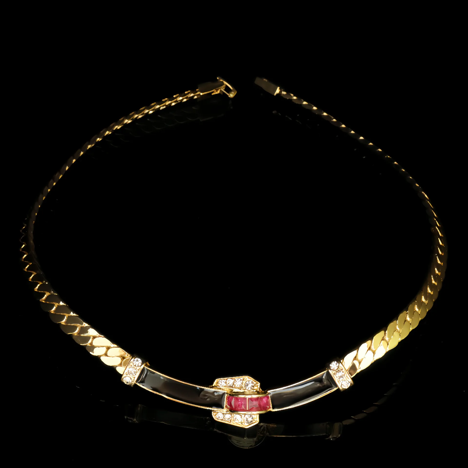 S57c961a5f895468ca33bea3520e15c69S Fashionable Retro Style Enamel Drop Glazed Copper Chain Inlaid With Zircon Short Banquet Party Elegant Necklace Mallzona