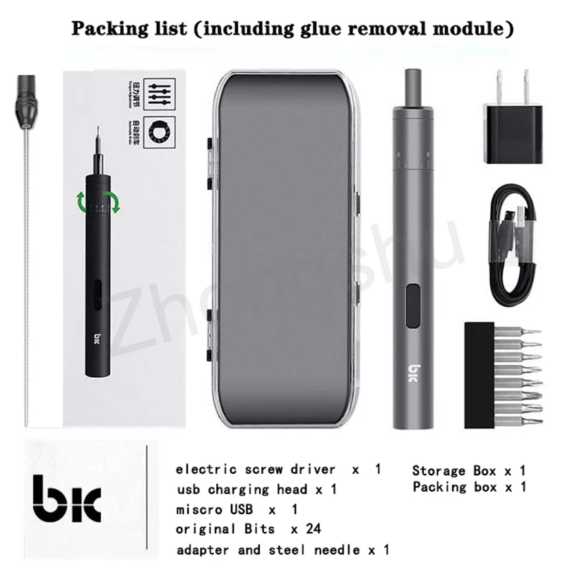 TBK 008 Electric Screwdriver Precision Screwdriver Mobile phone repair tool kit Adjustable 24 Bits,Forward and Reverse rotation trim removal kit