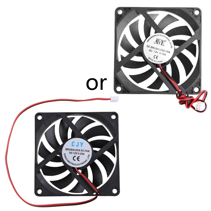 12V Cooler Fan cooling fan gaming cooling fan industrial cooling fan for PC 2-Pin 80x80x10mm Computer CPU System Heatsink Brushless Cooling Fan 8010