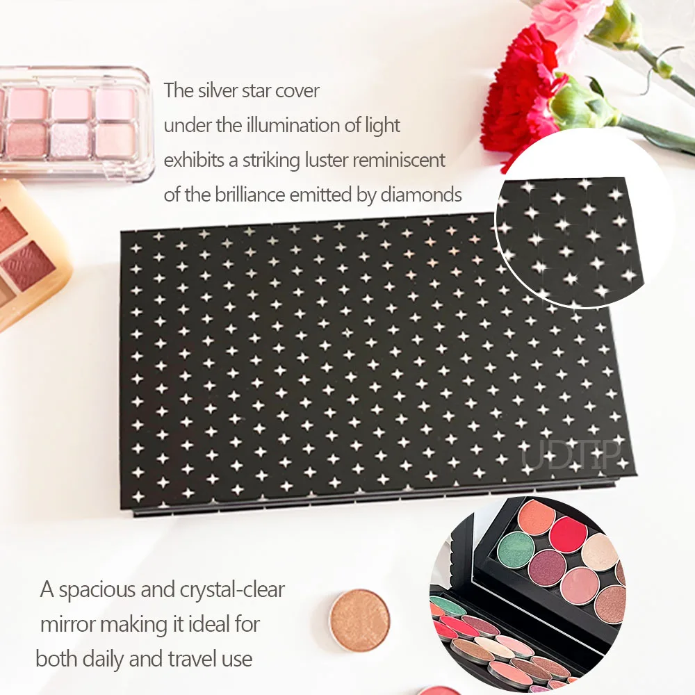 Double Side 2 Layer Book Shape Empty Magnetic Eyeshadow Makeup Palette with Mirror,Fits Standard and Deep Pans 3