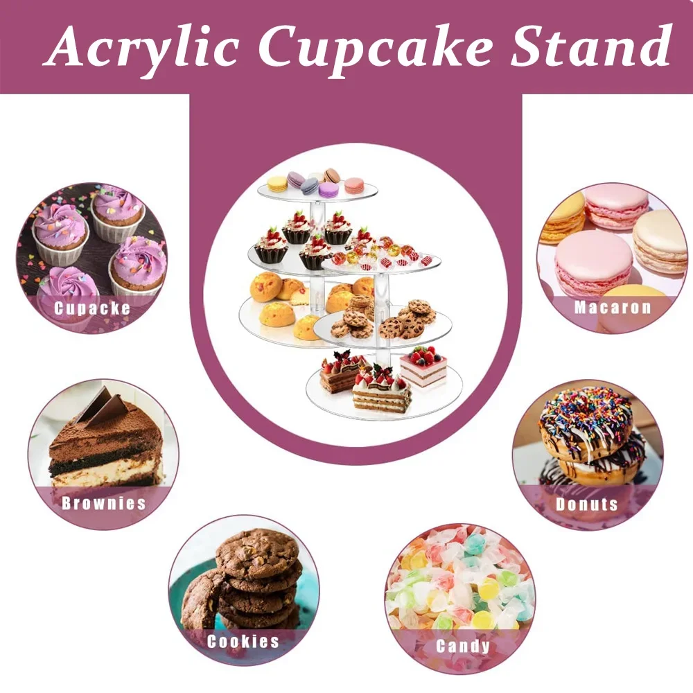 3/4/5/6/7 Tier Acrylic Wedding Cake Stand Cupcake Display Shelf Birthday Party Decoration