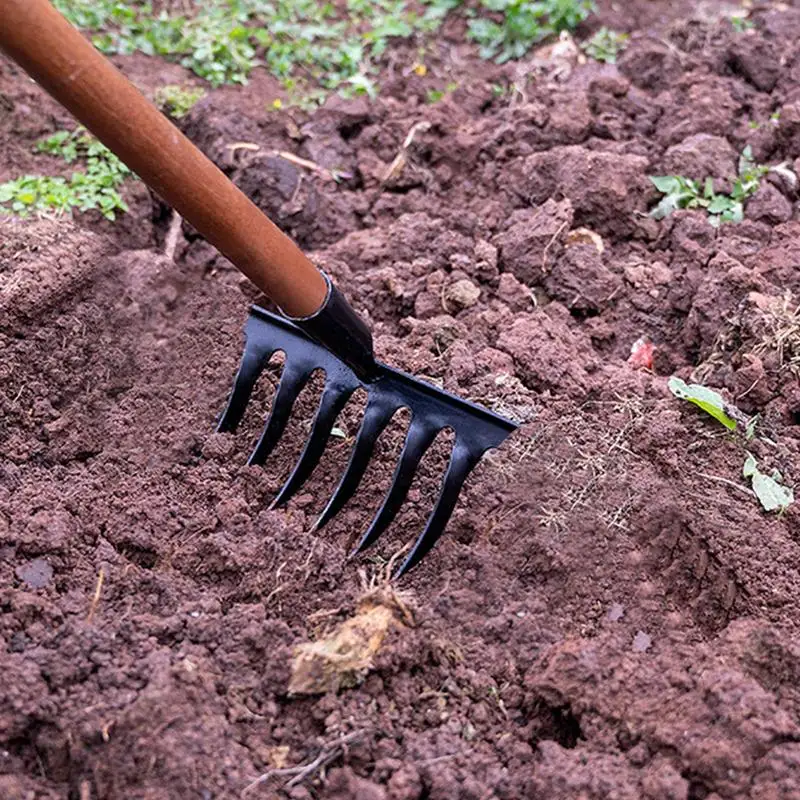 Leaf Rakes for Lawns Heavy Duty Garden Rake Lawn Tools Thatch Rake Dethatcher Rake Metal Garden Hoe Gardening Rake for Loosening 5