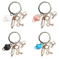 Doctor Key Holder Medical Tool Keychain Stethoscope Syringe Nurse Cap Key Ring Nurse Gifts Handmade Charm Jewelry Bag Ornaments 2