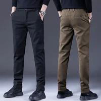 Classic Men's Clothes Business Casual Pants 2024 Autumn New Fashion Elastic Comfortable Slim Trousers Male Coffee Gray