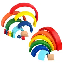 

Wooden Rainbow Building Stacking Blocks for Girls & Boys Entertaining , Expanding The Sensitivity to Colors and Shapes Durable