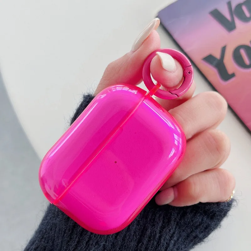 Fluorescent Candy Color Transparent Earphone Cover - Crystal Clear Soft TPU Protective Case