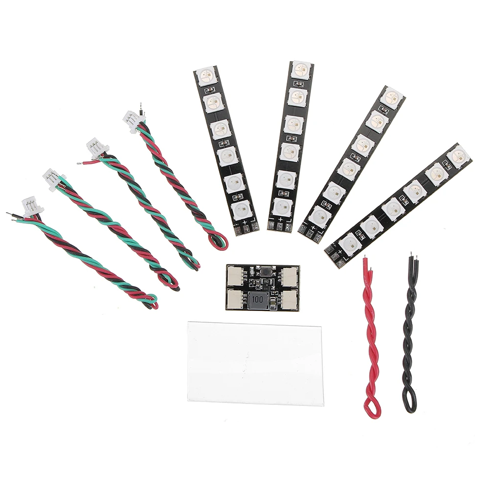 JHEMCU WS2812 LED Set 2-6S 4PCS 6 Lamp Beads LED Board with Controller Module for RC FPV Freestyle Drones Night Flight