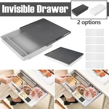 กล่องเก็บเครื่องเขียนมีกาวในตัวอุปกรณ์จัดระเบียบใต้โต๊ะในลิ้นชักสำหรับบ้านและสำนักงาน 1