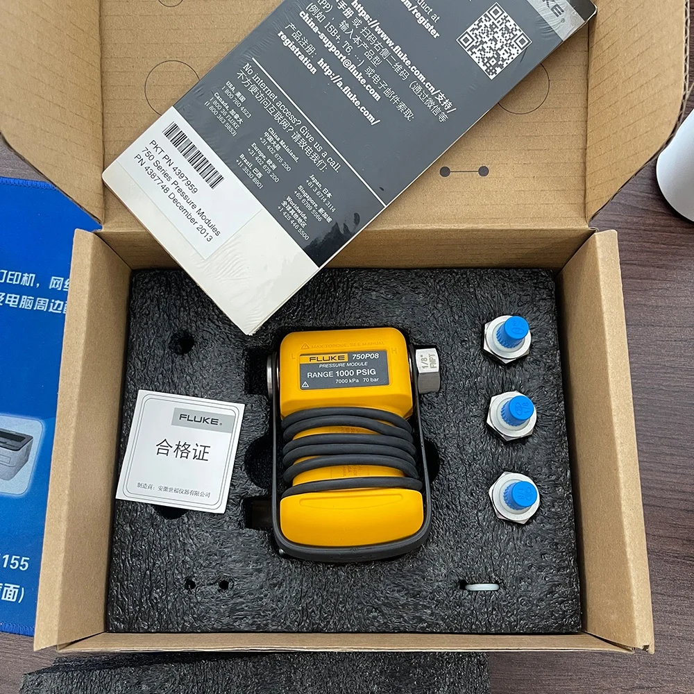 Flukers 750P Series Pressure Modules Flukers 750P08/Pressure Modules/Calibrator measures pressure